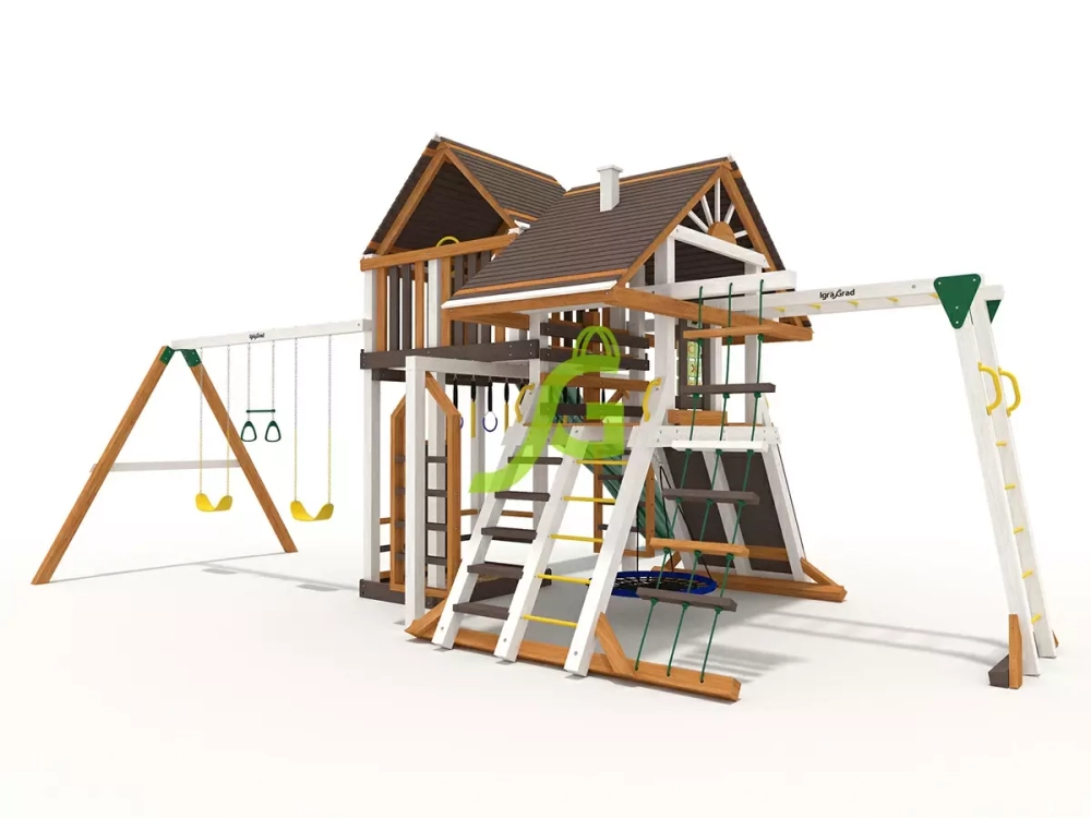 детская площадка домик с горкой