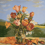 Декоративный гобеленовый чехол Тюльпаны М 47х47