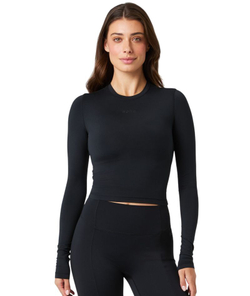 Женская теннисная футболка с длинным рукавом Bjorn Borg Studio Soft Cropped - black beauty