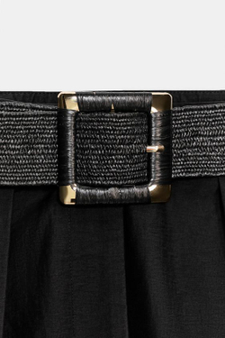 ZARA ЮБКА МИДИ С ПОЯСОМ-НАКИДКОЙ, ЧЕРНЫЙ