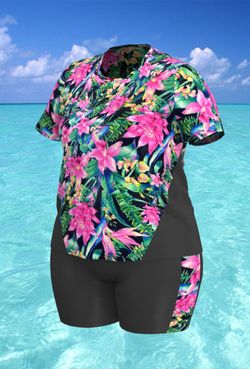 Купальный костюм 17271-17185 тропические цветы