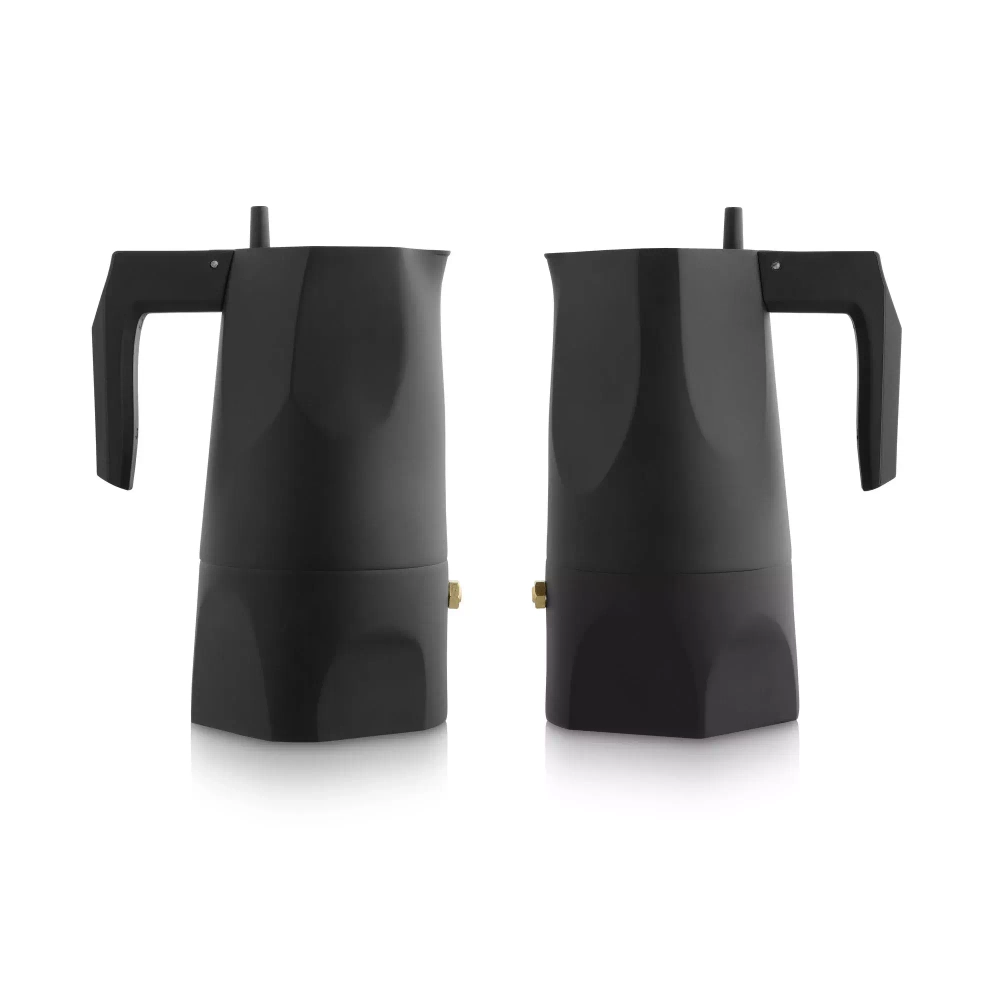 Alessi - Алюминиевая турка кофеварка под давлением Ossidiana на 3 чашки. черный / артикул   MT18/3 B  / GTIN 8003299403561