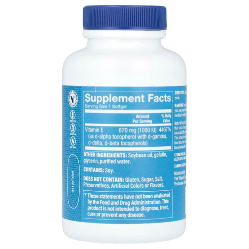 The Vitamin Shoppe, Витамин E, 670 мг (1000 МЕ), 60 мягких таблеток