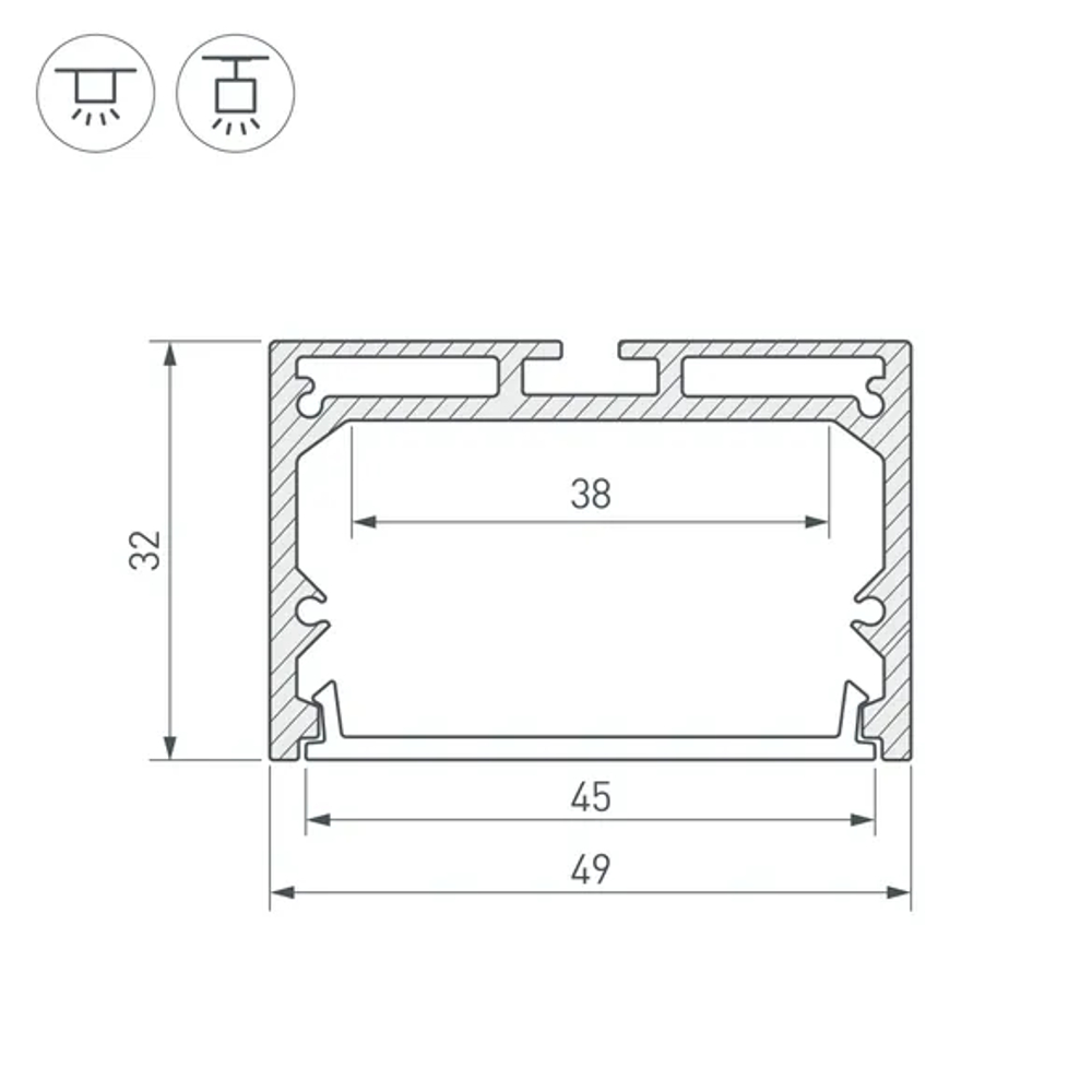 Профиль с экраном SL-LINE-4932-2500 BLACK+OPAL (Arlight, Алюминий) 027988