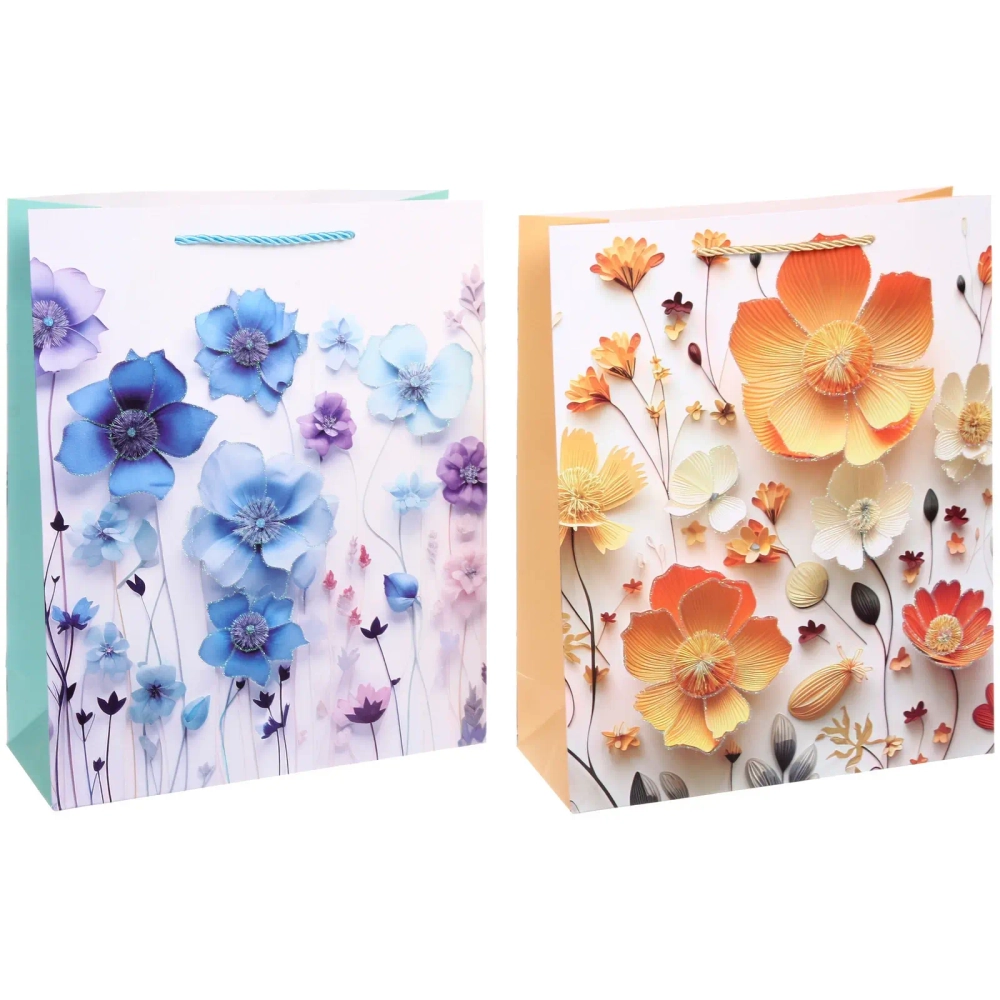 Пакет подарочный «Восковые цветочки» 32*26*10 см