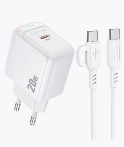 Зарядное устройство Borofone BAS43A PD20W Type-C + кабель Type-C-Type-C White
