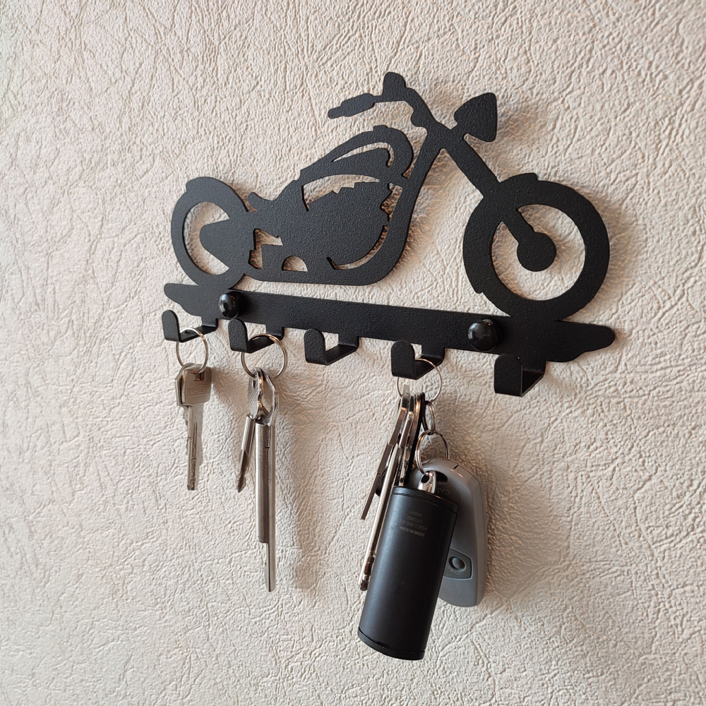 Ключница Мотоцикл на 5 крючков, металл, черная