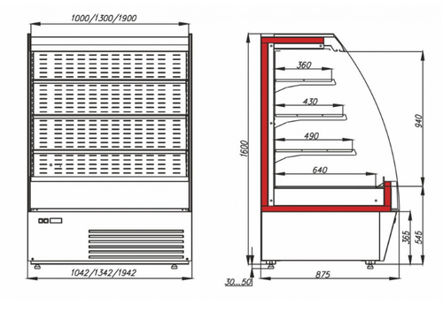 Холодильная горка Carboma 1600/875 ВХСп-1,0 TOKYO (F 16-08 VM 1,0-2)