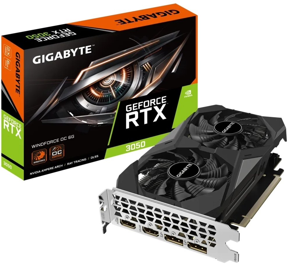 Видеокарта GIGABYTE GeForce RTX 3050 Windforce OC GV-N3050WF2OC-6GD 6 Гб