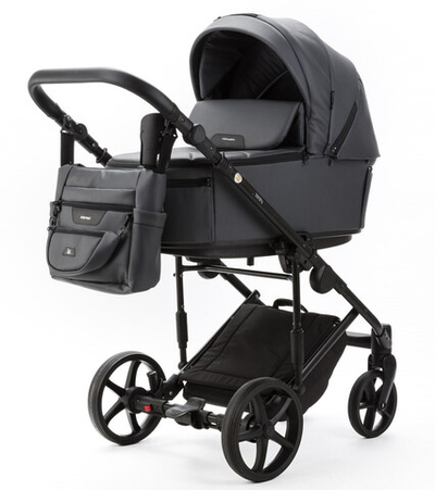 Детская коляска Adamex Zico Deluxe New 2 в 1 ZN-SA05 ТЕМНО-СЕРАЯ КОЖА