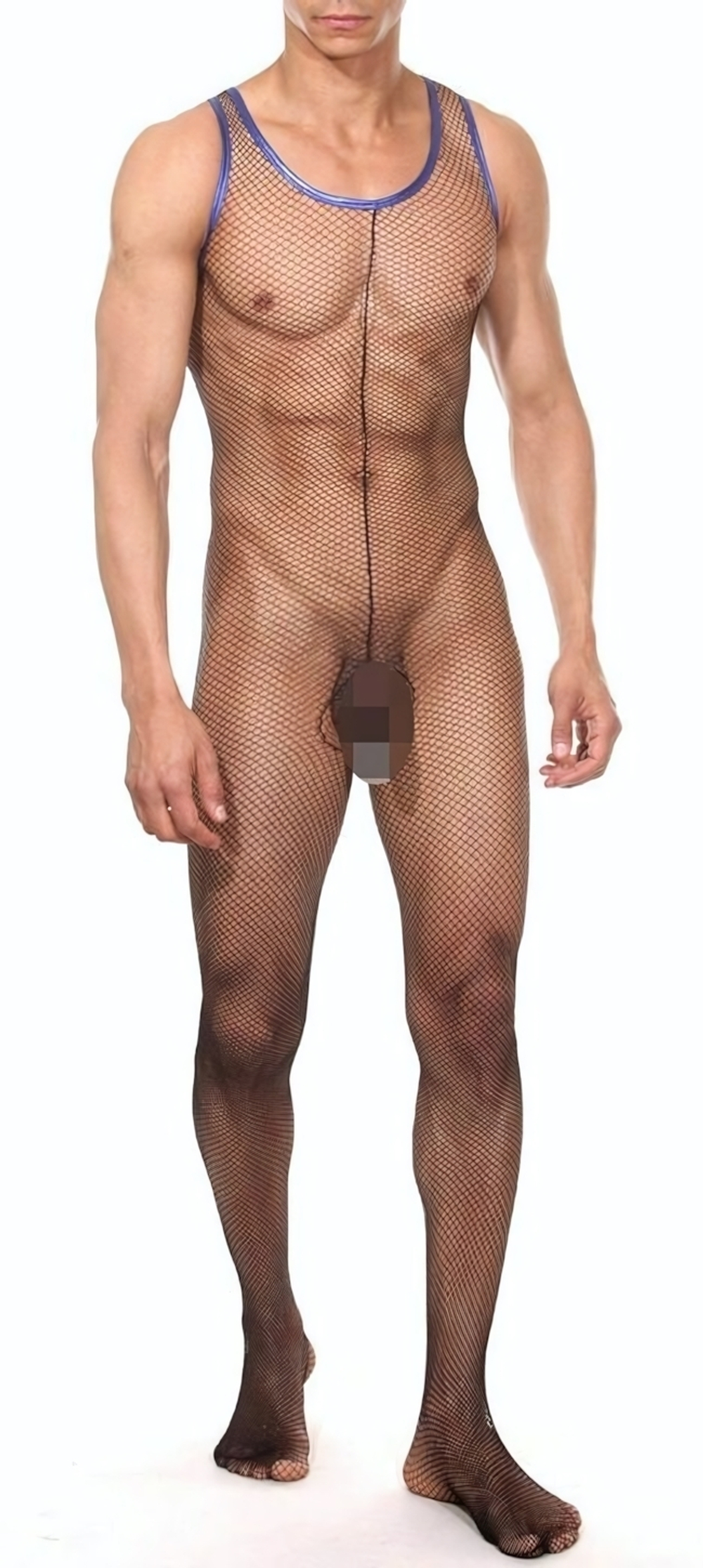 Мужское боди в мелкую сетку (Размер: S-M) (Цвет: черный)