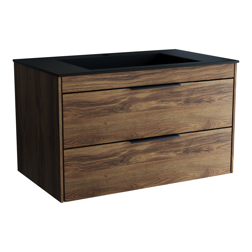 База под раковину Chiara 2D 800 подвесная, 2 выкатных ящика soft-close, С.Oak
