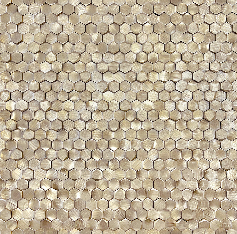 Металлическая мозаика LeeDo: Alchimia - Aluminium 3D Hexagon Gold 8x14x6