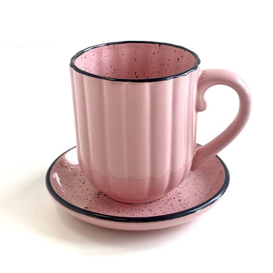 Чайная пара "Люби", 0,35л, цвет розовый