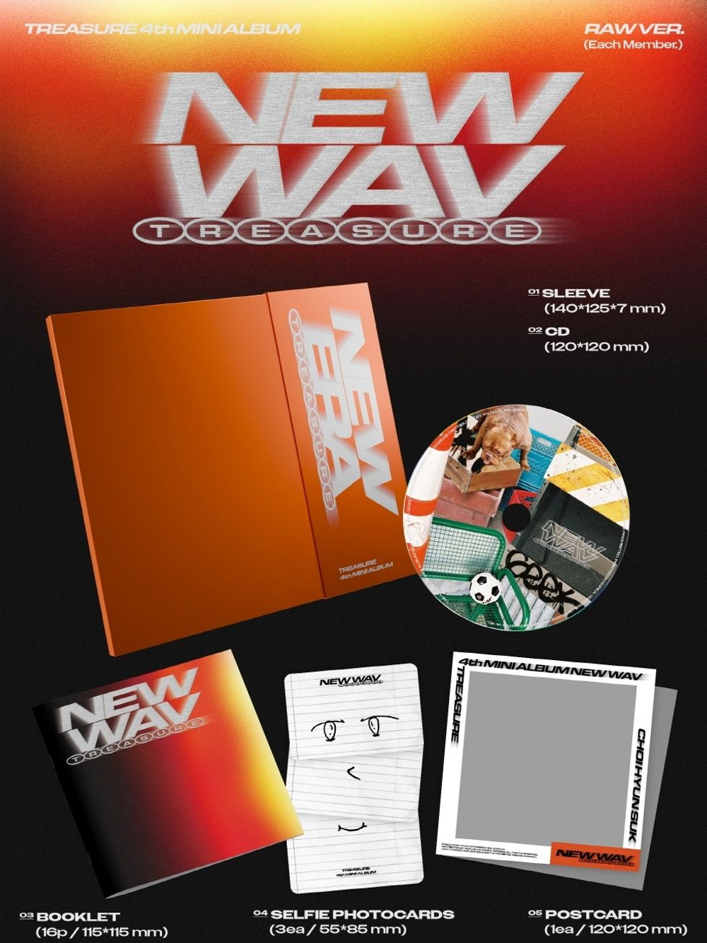 (ПРЕДЗАКАЗ) Альбом TREASURE - NEW WAV 4th Mini Album RAW 10 Version SET