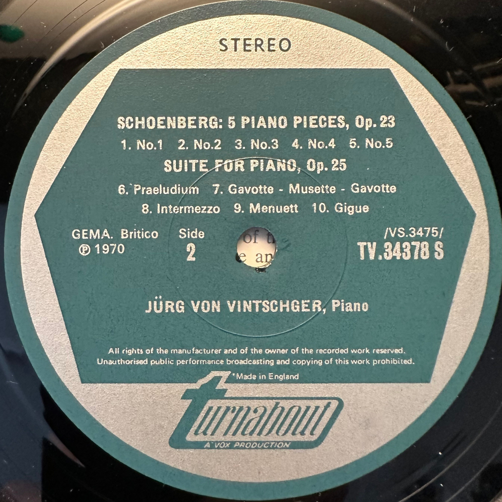 Шенберг - Фортепианная музыка (Англия 1971г.)