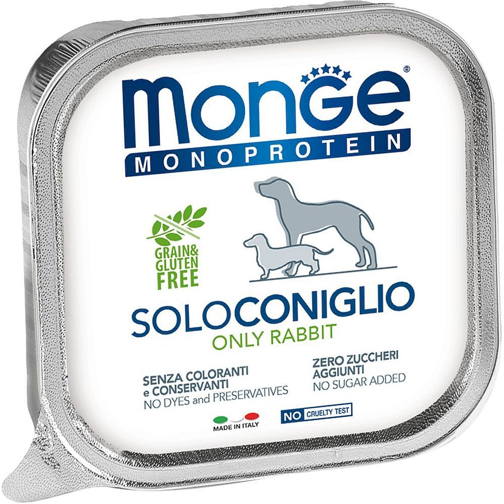 Monge Dog 150г Monoproteico Solo консервы для собак паштет из кролика Monge Dog 150г Monoproteico Solo консервы для собак паштет из кролика