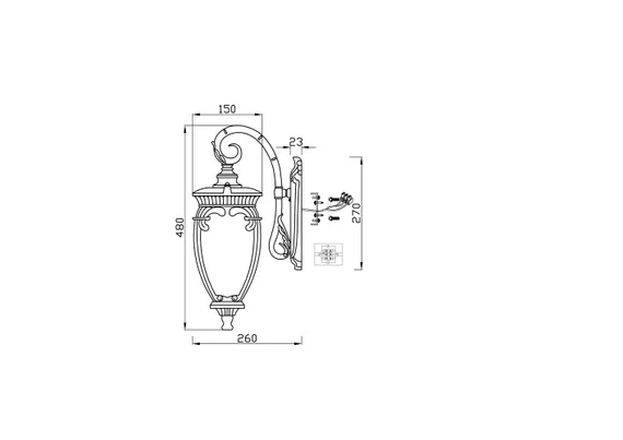 Настенный светильник (бра) Флер / Fleur E27х1 60Вт IP 44 Outdoor o414wl-01bz