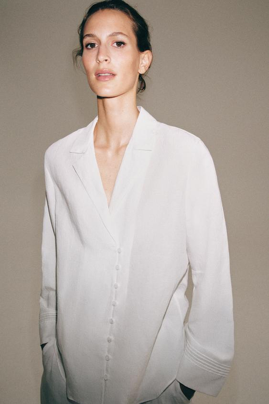 ZARA РУБАШКА С ПУГОВИЦАМИ — ZW COLLECTION, БЕЛЫЙ