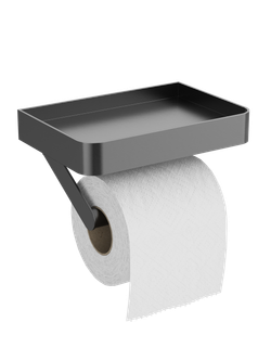 Держатель для туалетной бумаги STWORKI Стокгольм S36345GB настенный, вороненая сталь, с полкой