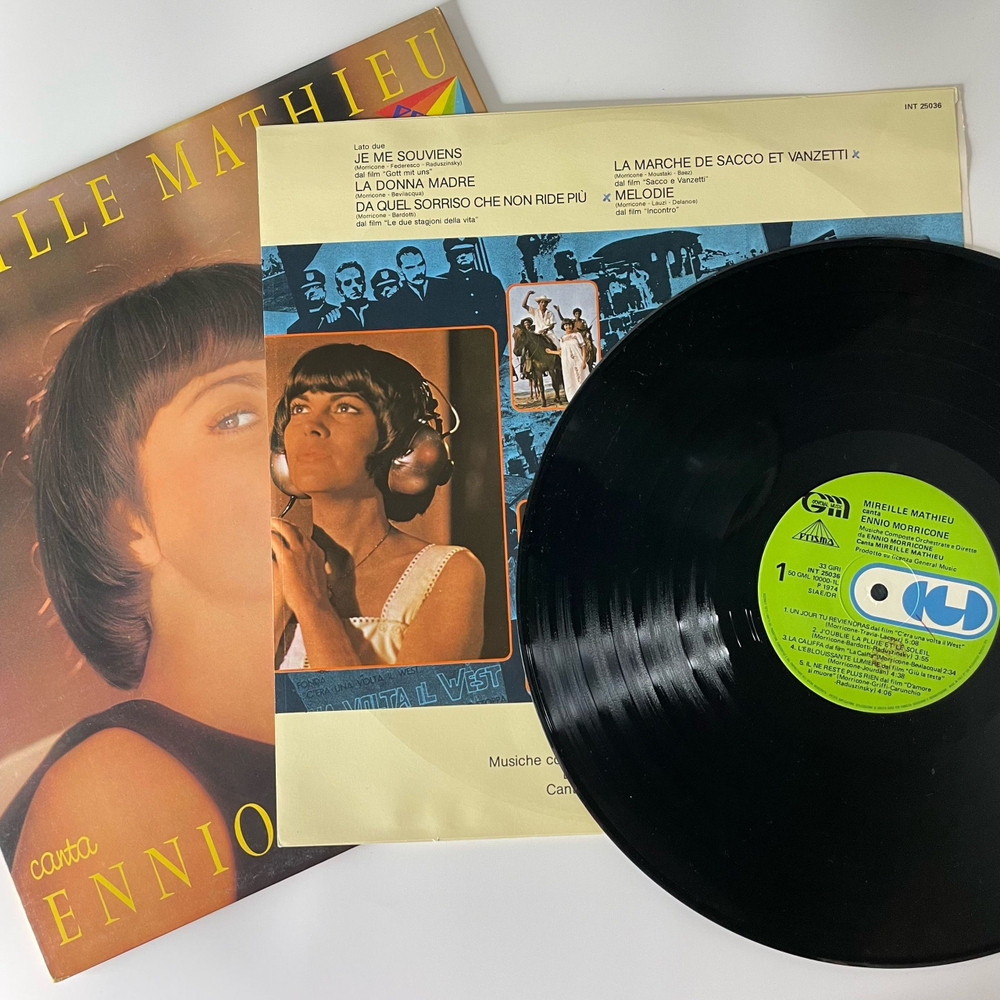 Винтажная виниловая пластинка LP Мирей Матье, Mireille Mathieu Canta Ennio Morricone (Италия 1974)