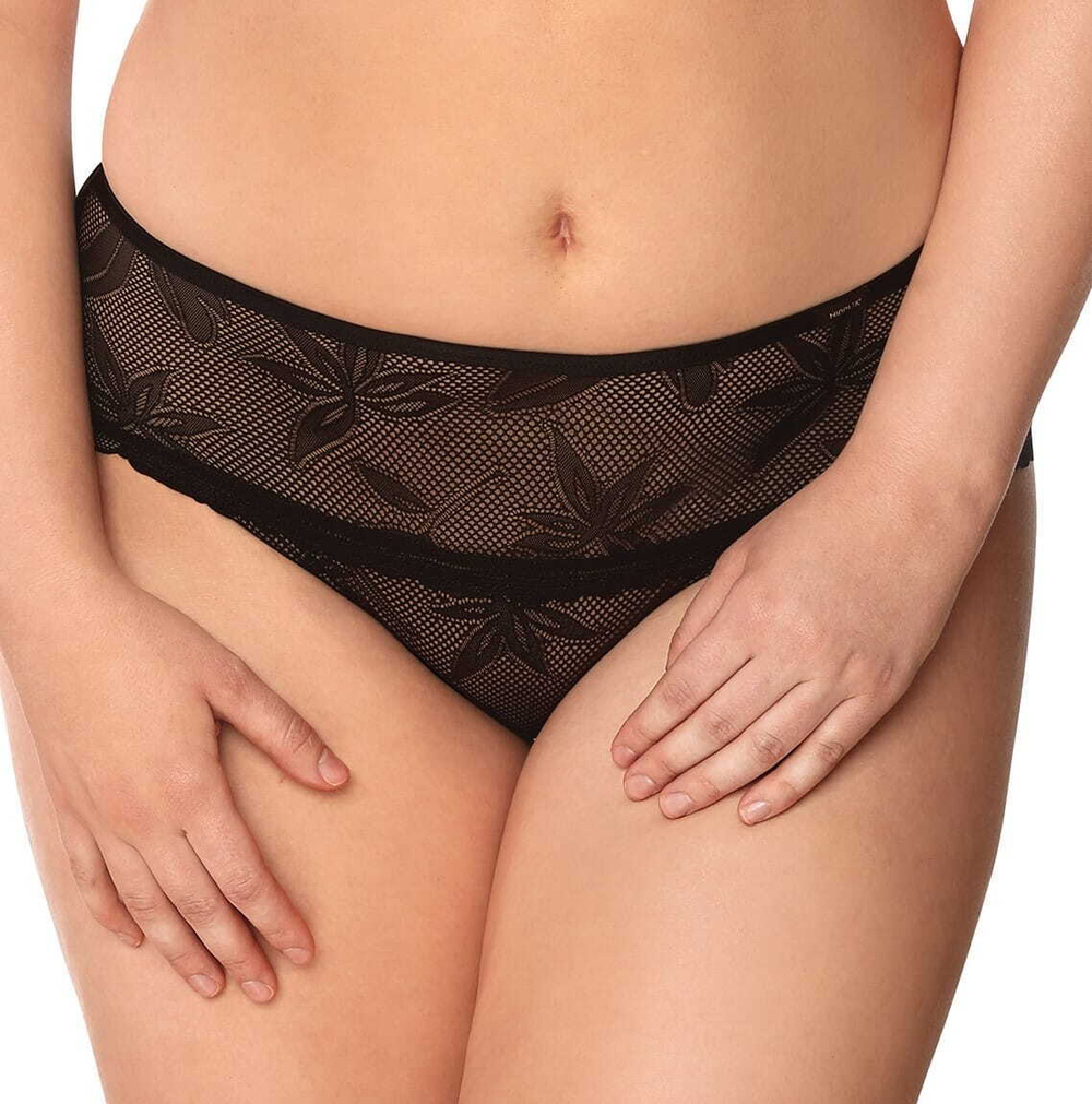 Трусики-шорты из сетки с цветочным рисунком (Размер: XXL) (Цвет: черный)