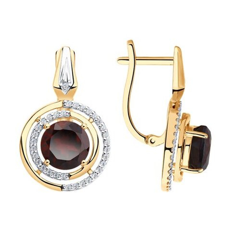 Серьги из золота с гранатами