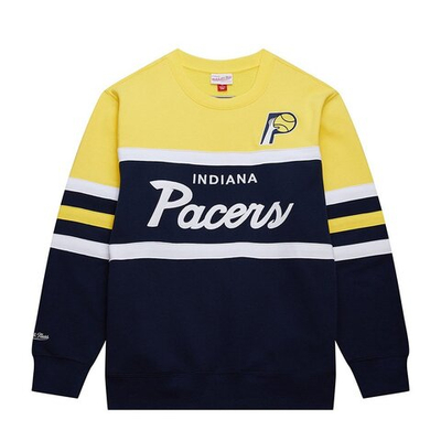 Толстовка Mitchell&Ness NBA Vintage Logo Head Coach Fleece Pullover Indiana Pacers Yellow-Navy