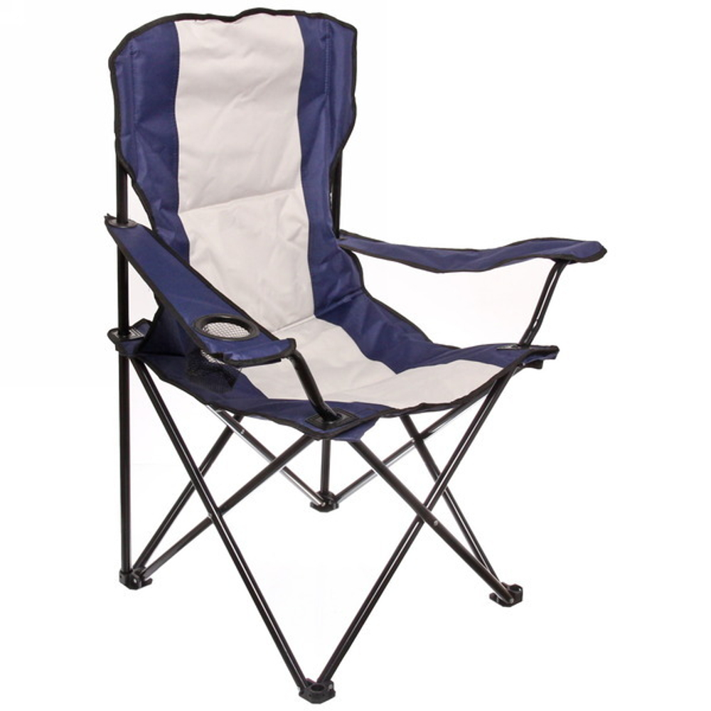 Кресло складное с подлокотниками до 120кг Комфорт 54*54*94см синее