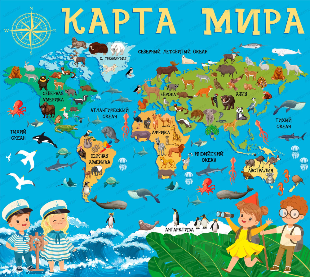 Фотообои для кабинета географии Карта Мира 059