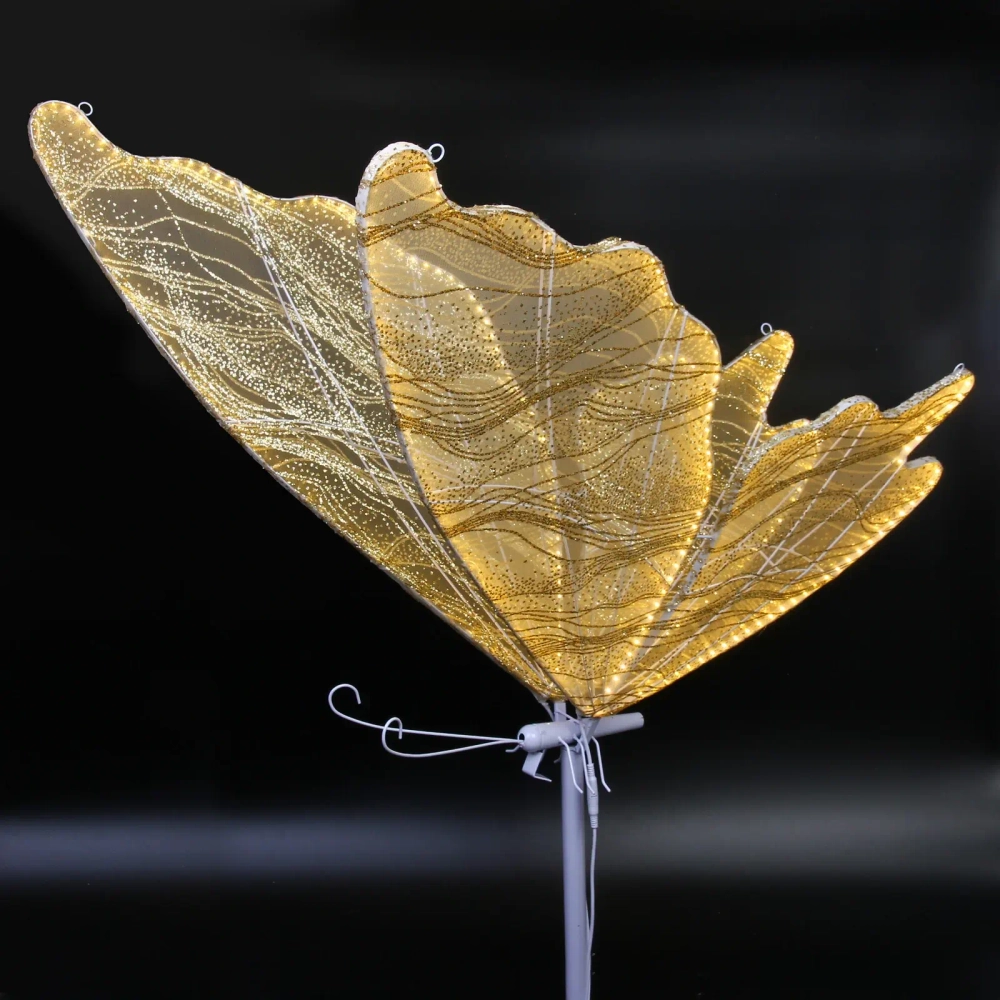 Фигура светодиодная «Волшебная Бабочка» на стойке h-2,08м, длина крыла 100 см, без движения,220v,Теплый белый