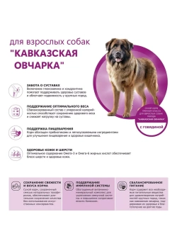 Сухой корм для собак Кавказская овчарка, говядина, 12кг