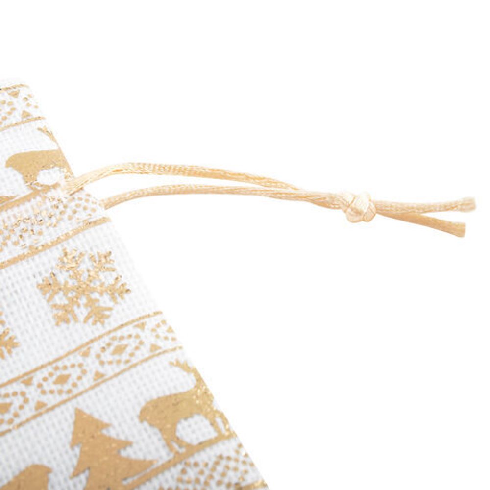 Подарочный мешок (1 шт.) новогодний, 30х45 см, "X-Mas Pattern", под лён, фольга, ЗОЛОТАЯ СКАЗКА, 592536