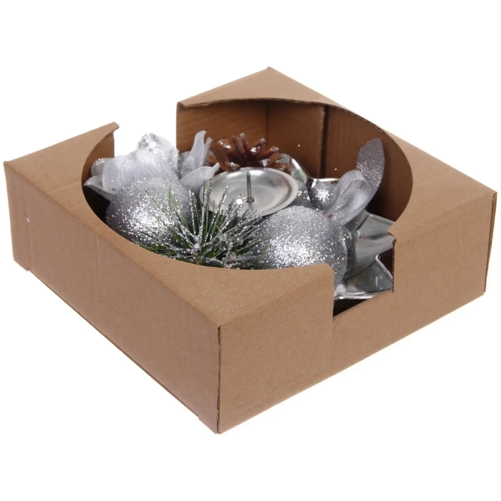 Подсвечник новогодний «Изящный вечер» 20 см, Серебро