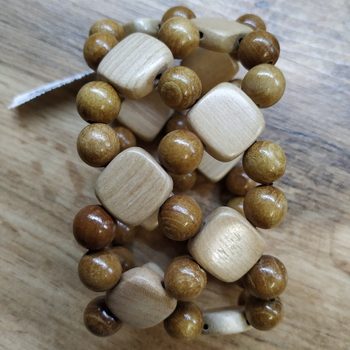 Браслет Ромбик 2 ряда, дерево, цвет коричный, светло-коричневый, ширина 45 мм