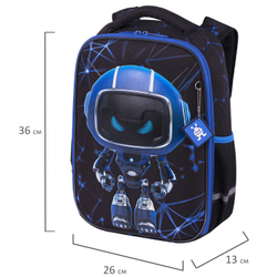 Ранец BRAUBERG LIGHT, 1 отделение, с брелоком, "Evil robot", 3D-панель, 36х26х13 см, 272028