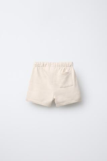 ZARA ШОРТЫ С НАДПИСЬЮ, ЭКРЮ