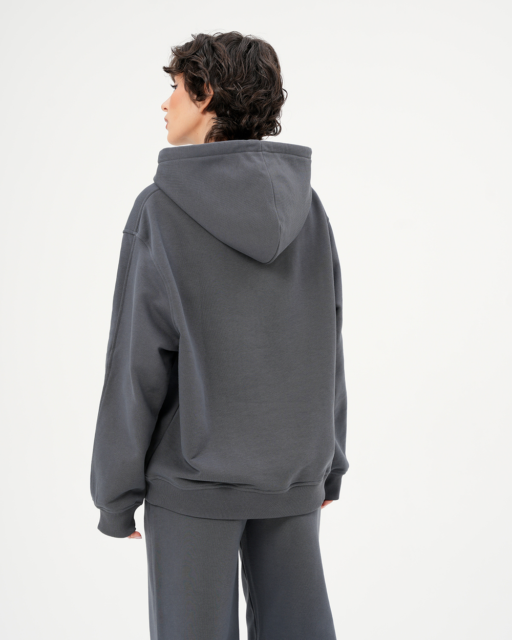 Худи boyfriend из футера с контрастным шнурком