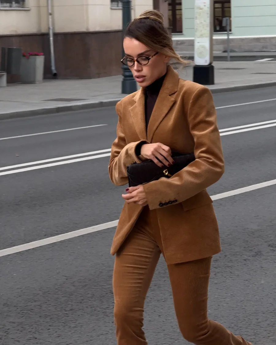 Жакет классический вельветовый, Коричневый