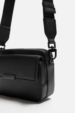 ZARA СУМКА ИЗ РЕЛЬЕФНОГО МАТЕРИАЛА, ЧЕРНЫЙ