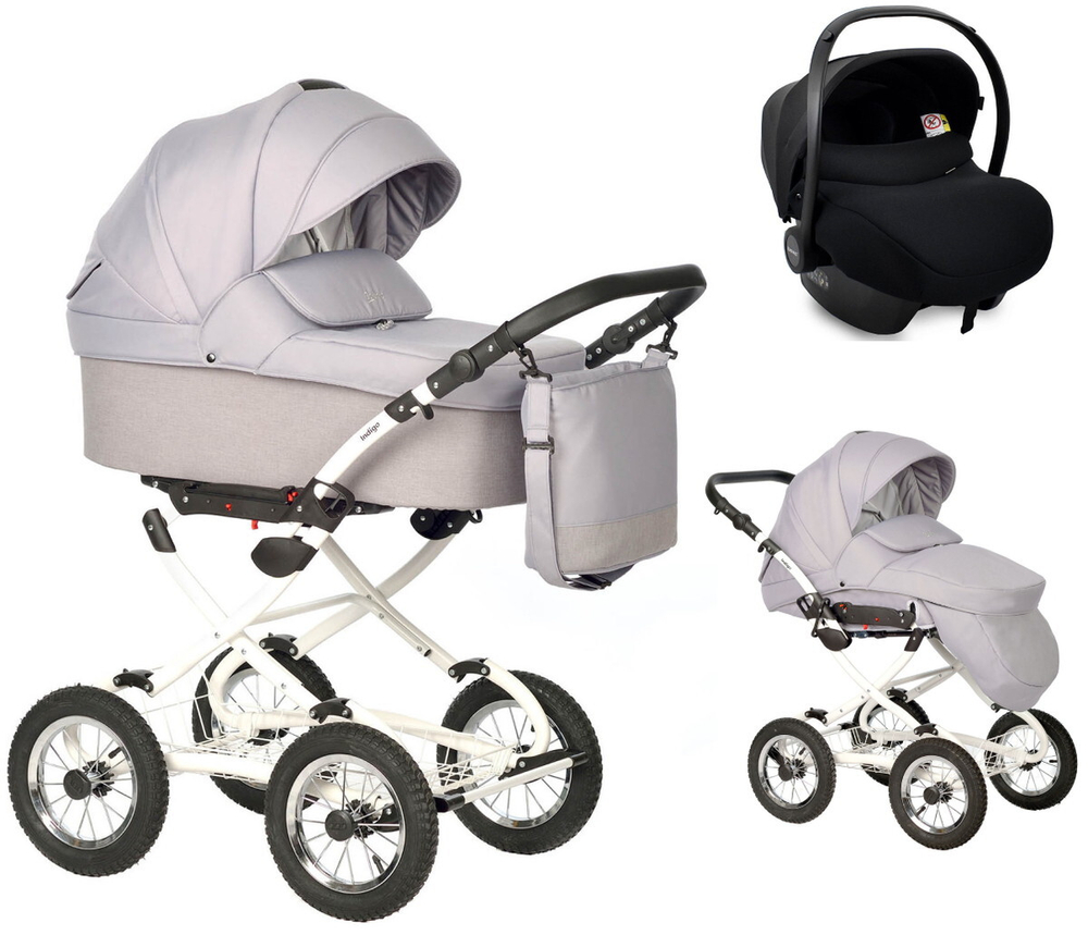 Детская коляска Indigo Barbara 21 Classic 3 в 1 с автокреслом Avionaut Cosmo Ba04 св.серый