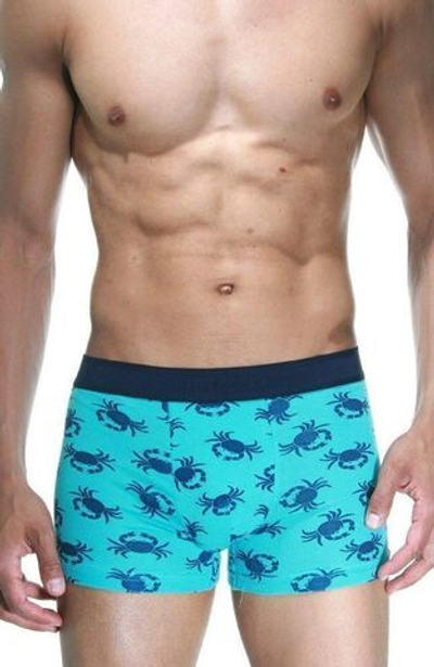 Бирюзовые трусы-боксеры с принтом в виде крабов (Размер: XL) (Цвет: бирюзовый)