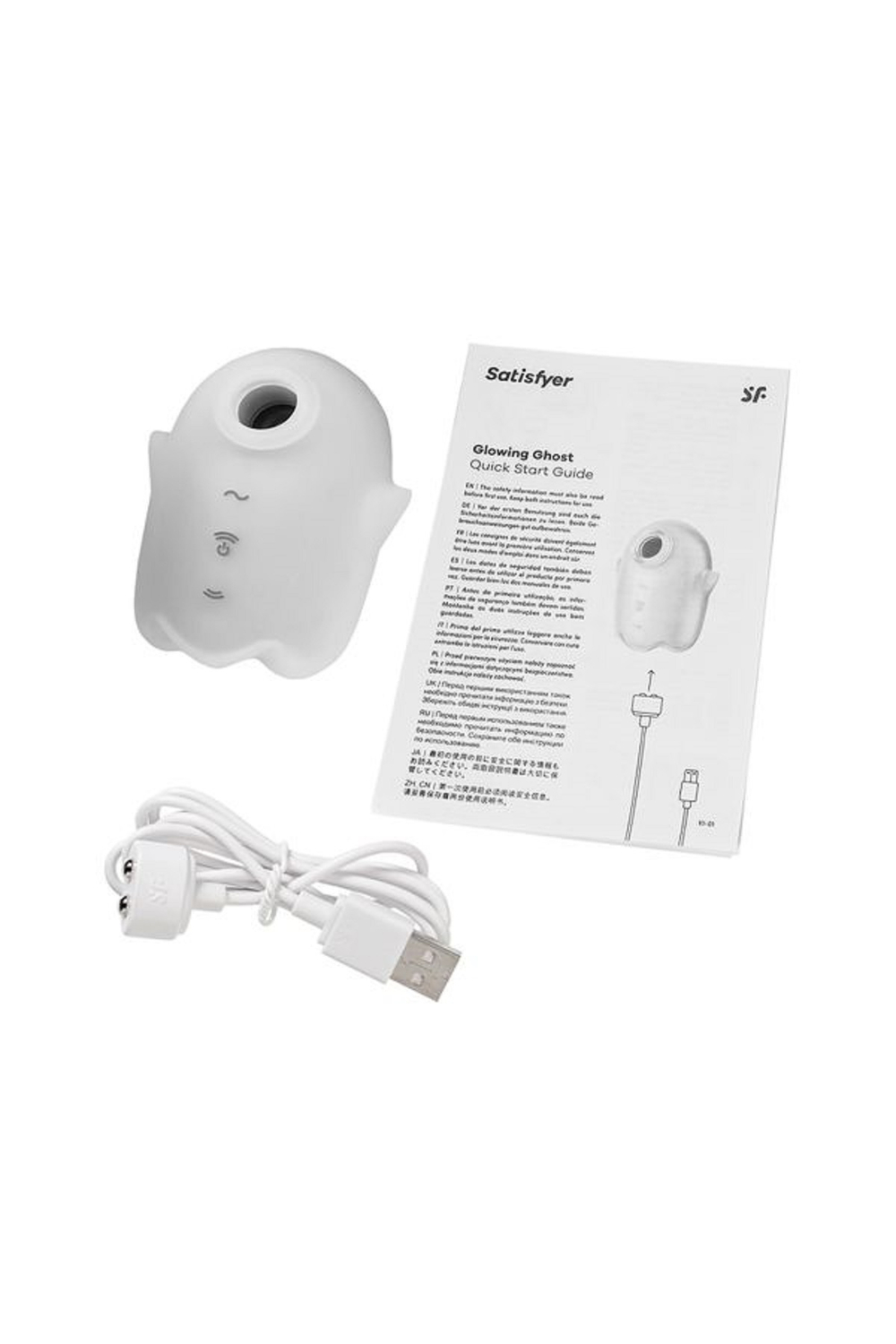 Вакуум-волновой стимулятор клитора Satisfyer Glowing Ghost белый 8,4 см