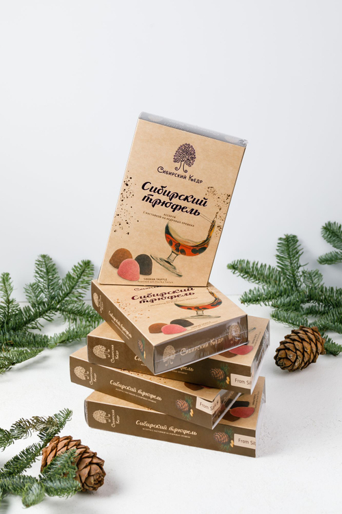 Сибирский трюфель Ассорти с кедровой настойкой / вишня, апельсин, кофе / 100 г / ТМ Сибирский кедр