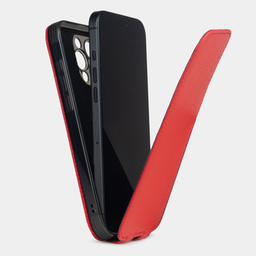 Кожаный чехол для iPhone 16 Pro Max, теленок красного цвета