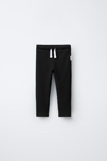 ZARA ОДНОТОННЫЕ ЛЕГИНСЫ С НАШИВКОЙ, ЧЕРНЫЙ