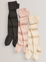 Колготки хлопковые для девочки Next 275-337, 3 шт., Темно-серый, Розовый, Бежевый