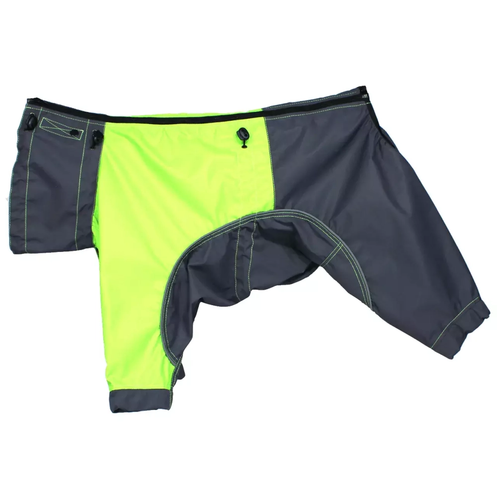 Комбинезон дождевик демисезонный для собак White Wolf вырез на мальчика лимонный-серый