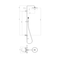 Bossini Black&White Line душевая стойка с термостатическим смесителем, цвет черный матовый