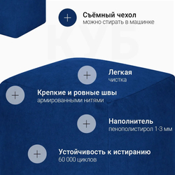 Пуфик Куб Синий Велюр (Классический)